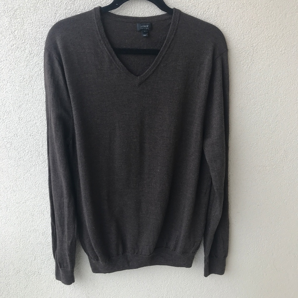 J. Crew Brown Merino Wool V Neck Sweater